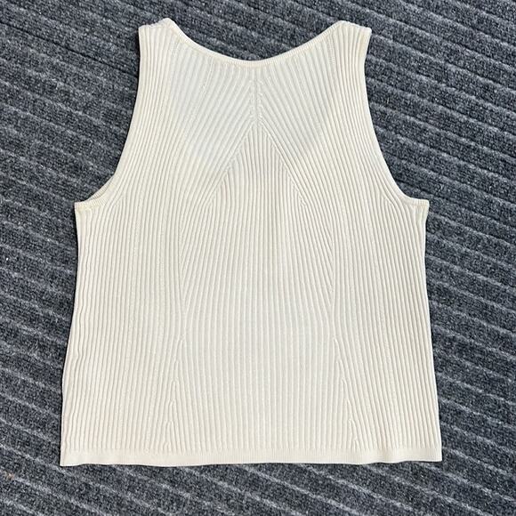 TOM FORD Womens Silk Sleeveless Ribbed Crop Top Size XS in Ivory - Picture 6 of 7